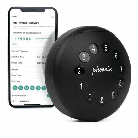 Schlüsseltresor PALM, 2 Haken, Elektronik-Schloss, 100x100x50mm, schwarz PHÖNIX SAFE KS0211E