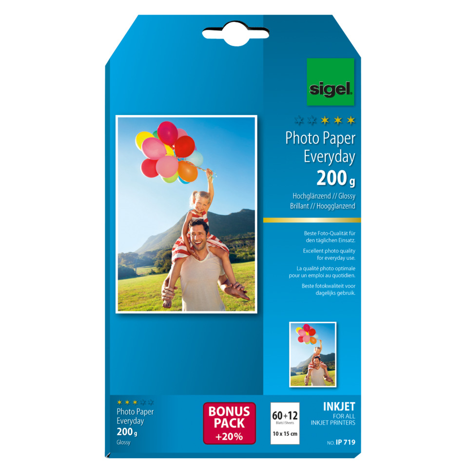  fotopapier, papier foto, everyday, 200 g, inkjet kompatibel, Foto-Papier, Everyday, 200 g, Glänzend, Inkjet