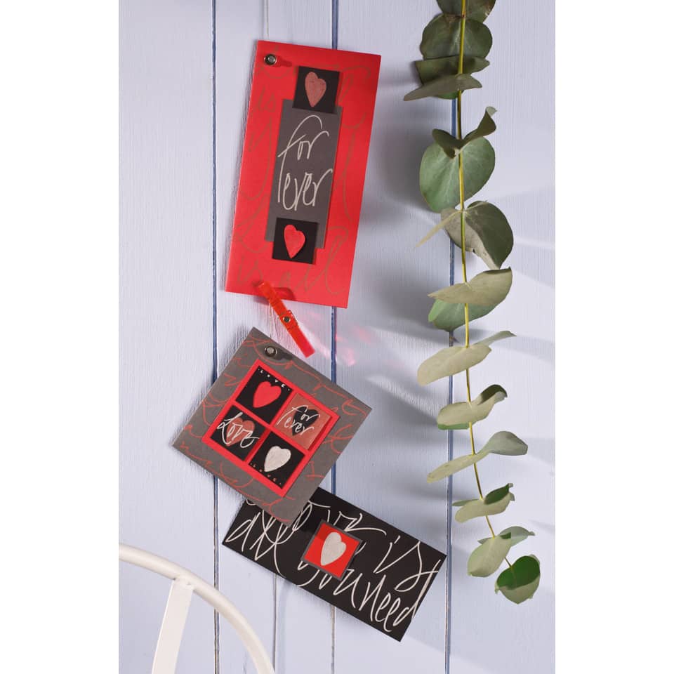 Valentinskarte, Herz-Motiv, rote Karte, graue Karte, Geschenkkarte