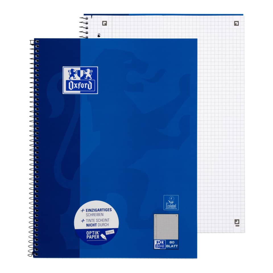 Notizblock, Spiralblock, Oxford, Blauer Notizblock, A4