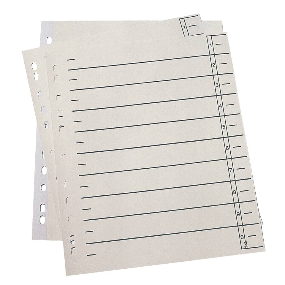 Trennblätter, perforiertes Papier, Gitterlinien, Notizblätter, Lochausstanzungen