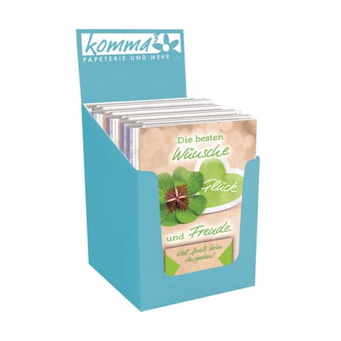 Glückwunschkarte Geldgeschenk, 40er Box, sortiert KOMMA³ 72001049
