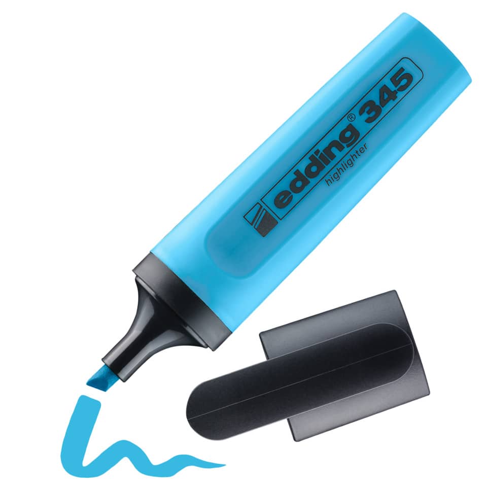 highlighter, Marker, blau, Korrekturstift, edding