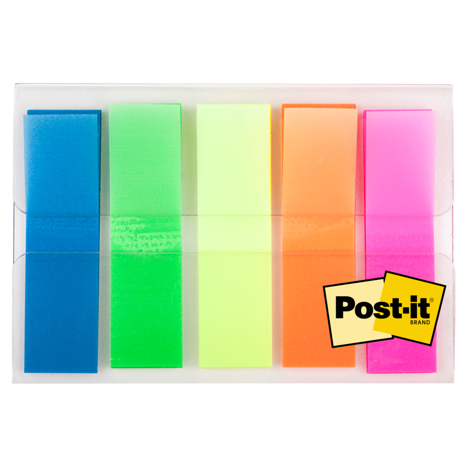 Haftstreifen Index Leuchtfarben, 12x43mm, 5x20 Stück, transparent POST-IT 683HF5