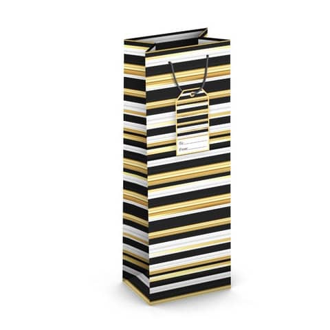 Weihnachts-Flaschentragetasche Streifen edel, 36 x 12,6 x 8,9 cm  224-505 TB