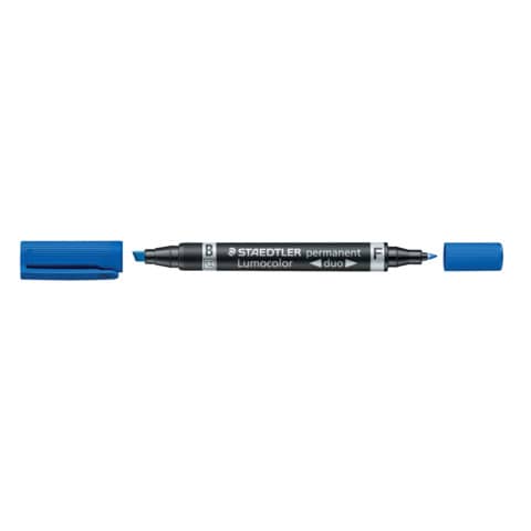 Permanentmarker Lumocolor® duo, nachfüllbar, 0,6 mm + 1,5-4 mm, blau STAEDTLER 348 B-3