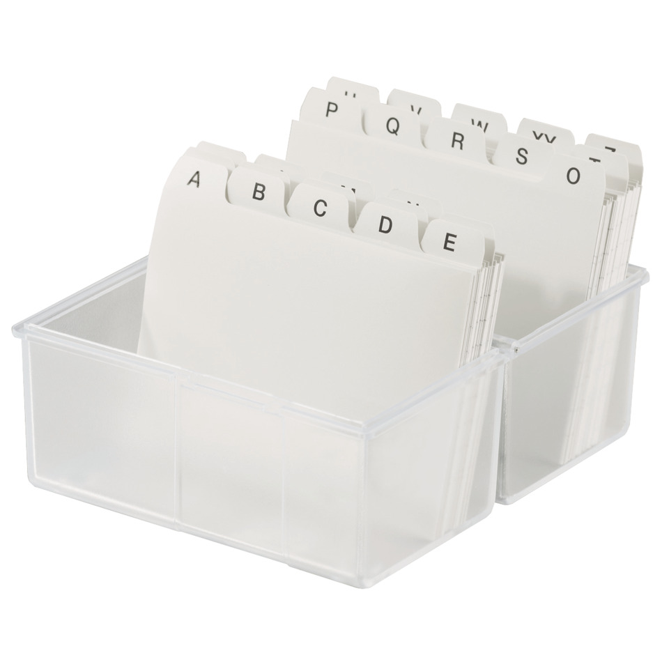 Indexkarten, Kartenordner, Ordnungsbox, Kunststoffbehälter, Buchstaben-Karten