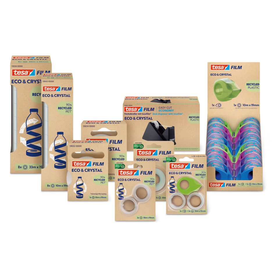 recyceltes Plastik, Film, tesa Film, Verpackung Klebeband, Eco & Crystal