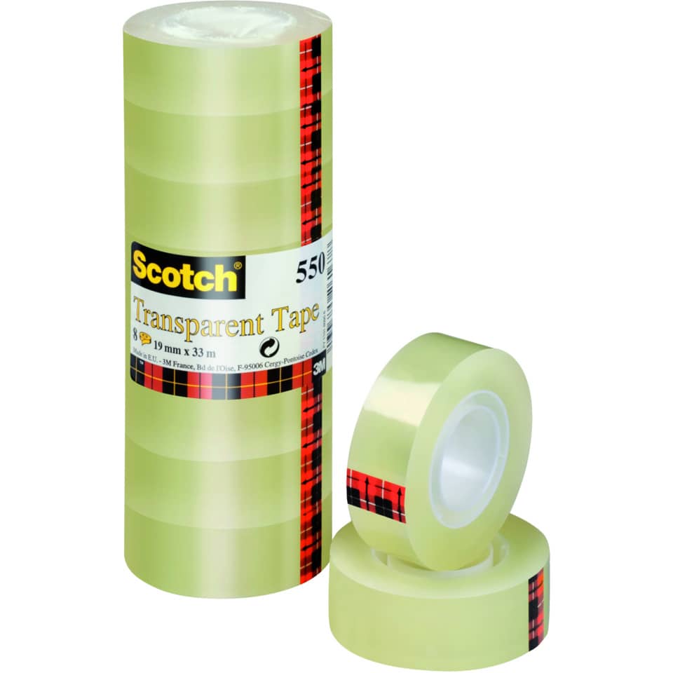 Transparente Band, Klebeband, Scotch, Maße 19 mm x 33 m, Rollenpackung