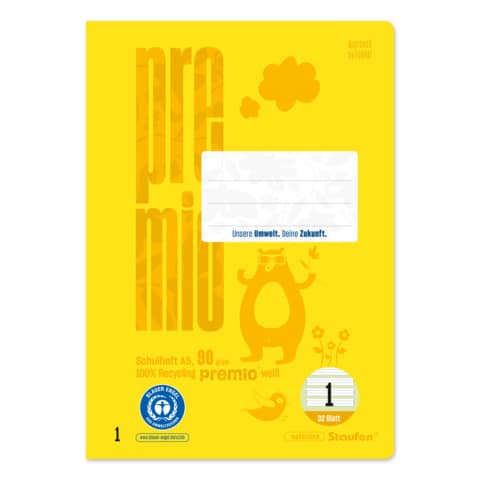 Schulheft Premio, A5, 90g/m², 32 Blatt, Lin.1, liniert STAUFEN PREMIO 040781001