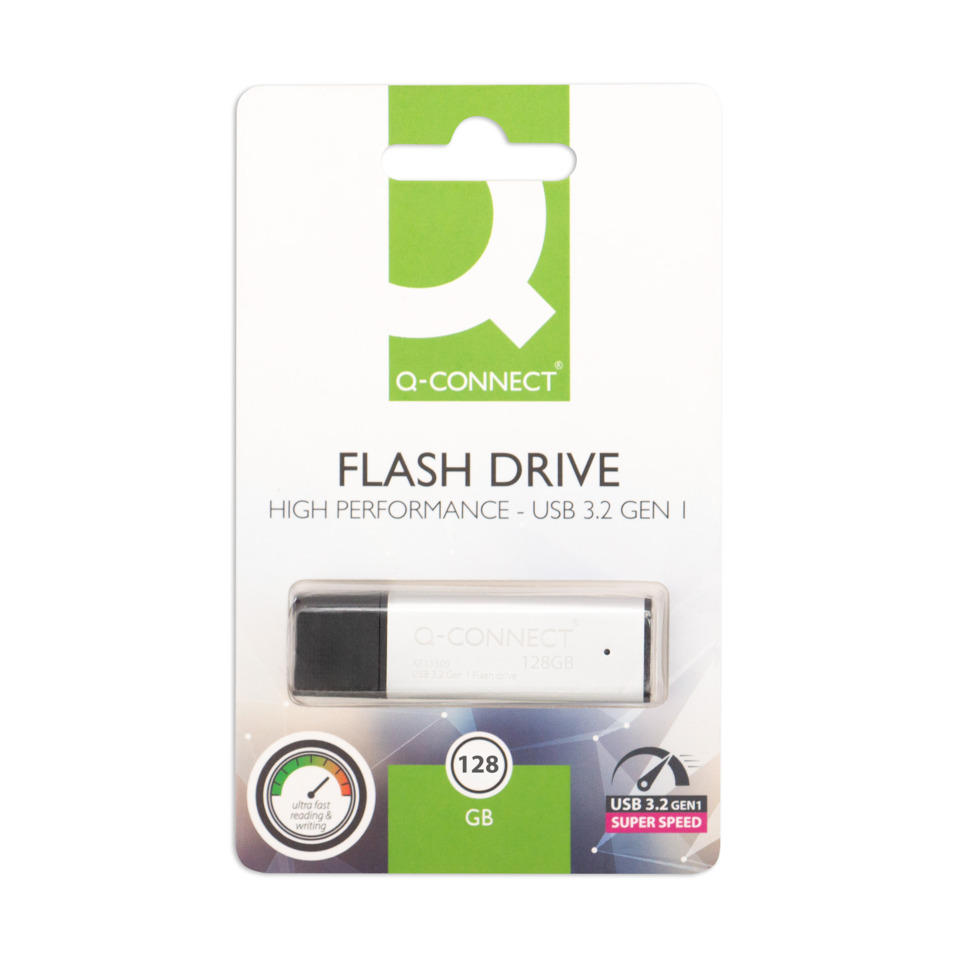 Flash Drive, USB 3.2, 128GB, Metal USB, Q-Connect