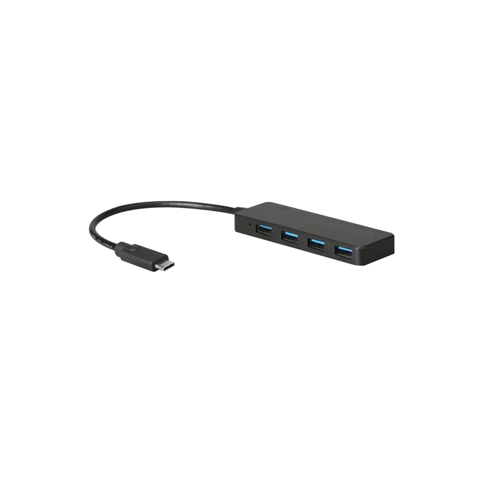 USB-Hub, 4-Port, USB 3.0, Type-C Kabel, Schwarz