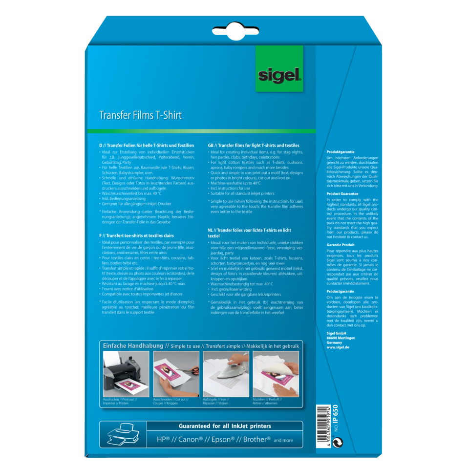 Transferfolien, T-Shirt, Textilien, Verpackung, Blaues Box