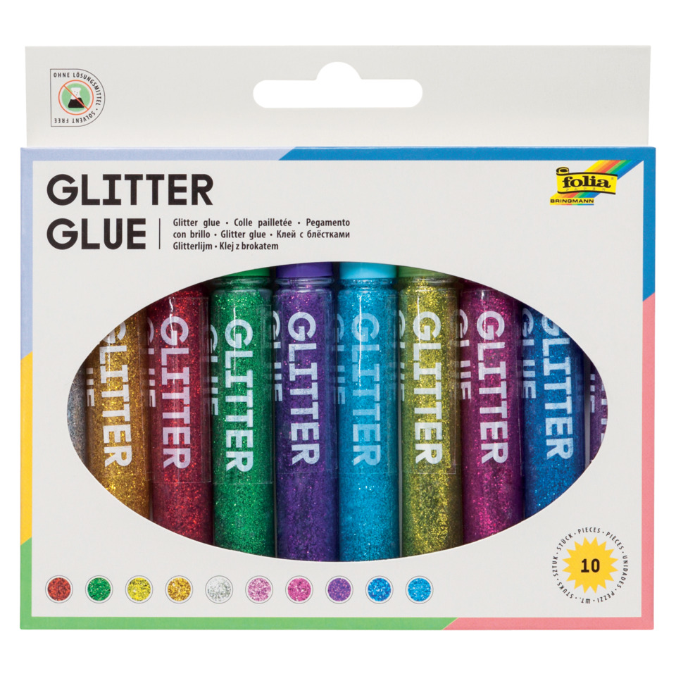 Glitter glue, Glitzerkleber, Kleber mit Glitzer, Klebstoff, Glitzerfarben