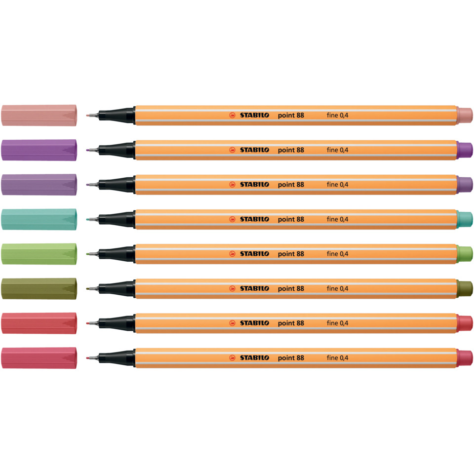 Marker, Fineliner, Stabilo, 8er-Set, Pastellfarben