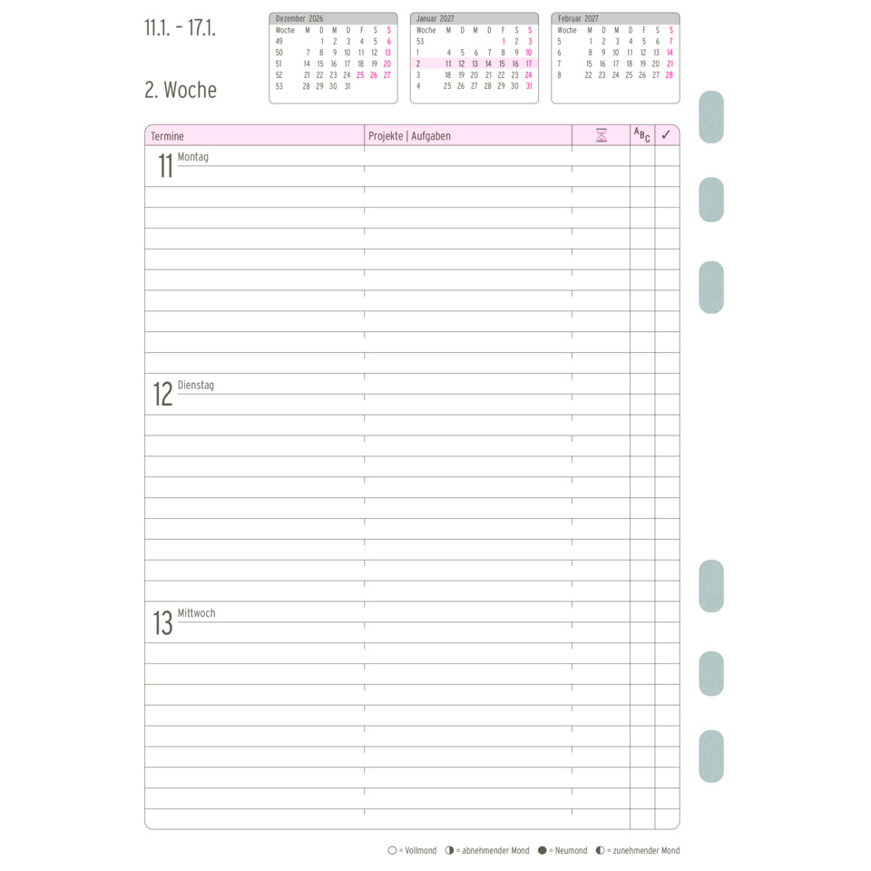 Notizblock, Kalender, Woche, Monatliche Planung, Spaltenlayout