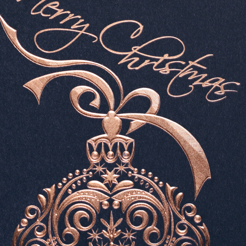 weihnachtskarte, ornament, goldfoil, wappen, zweiglan