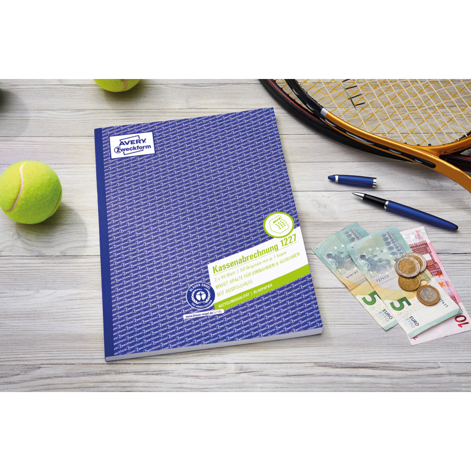 Spiralblock, Kassenbuch, Tagebuch, Tennisball, Bargeld, Schulheft, Kassenabrechnung, Tennisbälle, Kassenbuch, Papierhefter