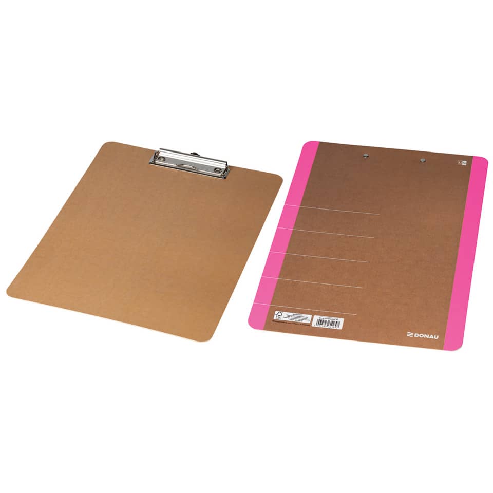 clipboard, clip, brauner brett, pinkfarbiger rand, notizbrett