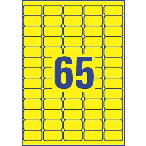 Etiketten farbig ablösbar, 38x21,2mm, 1300 Stück, gelb AVERY ZWECKFORM L4793-20