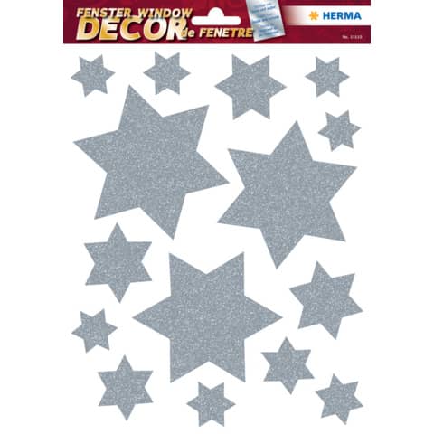 Fensterbilder Sterne, 15 Stück, silber HERMA 15110