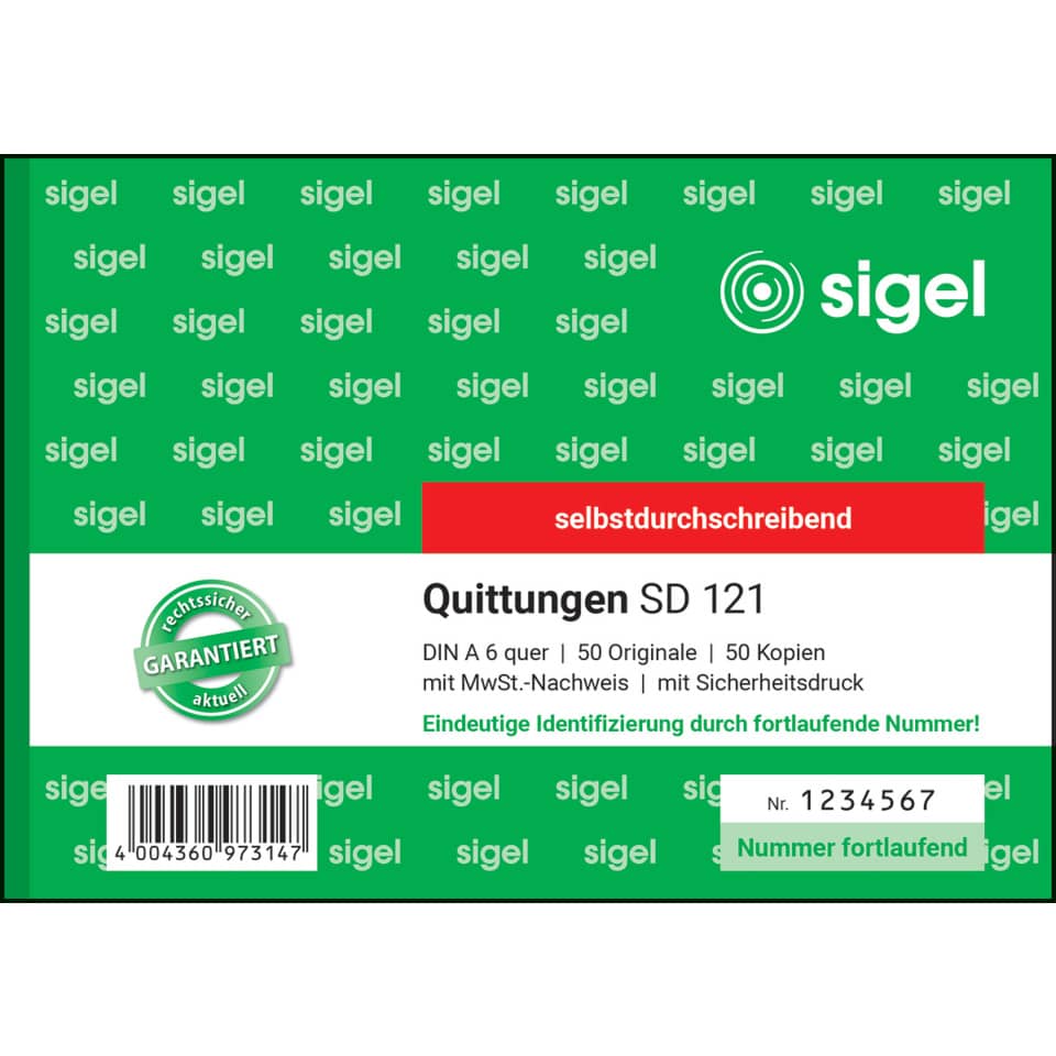 Quittung, Kassenbeleg, Rechnungsformular, Selbststichend, Sigel