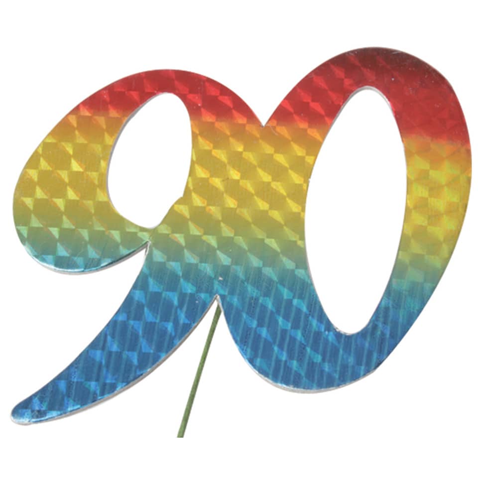 60. Geburtstag, Folien-Dekoration, Holographisch, Blütenstängel, Regenbogenfarben