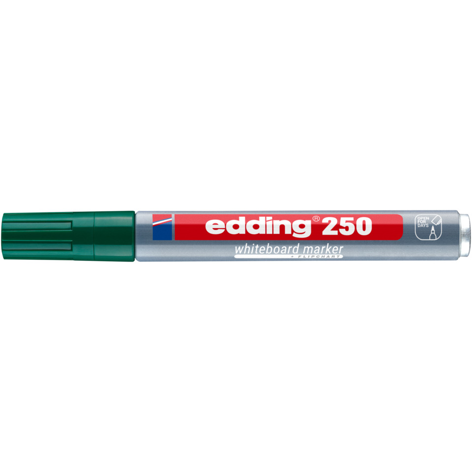 whiteboard marker, edging 250, marker pen, green cap, aluminum body