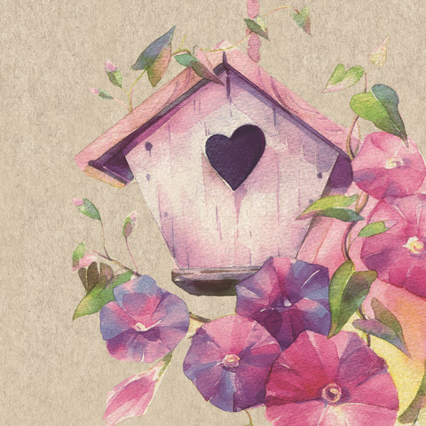 Motivserviette Vogelhaus - 100% Recycling, 33 x 33 cm, 2-lagig, 20 Stück PAPER+DESIGN 209997