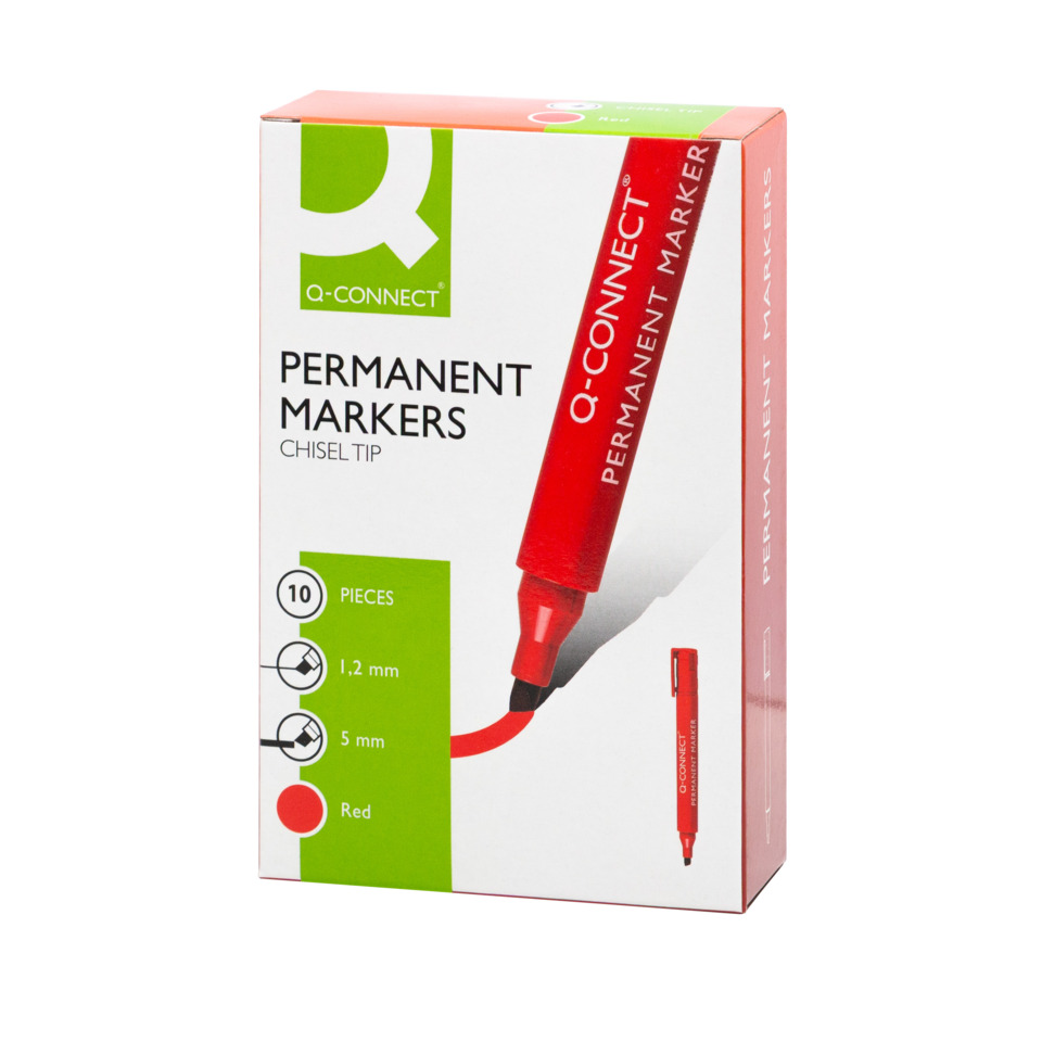 Permanent Marker, Chisel Tip, Rot, Marker, 10 Stück
