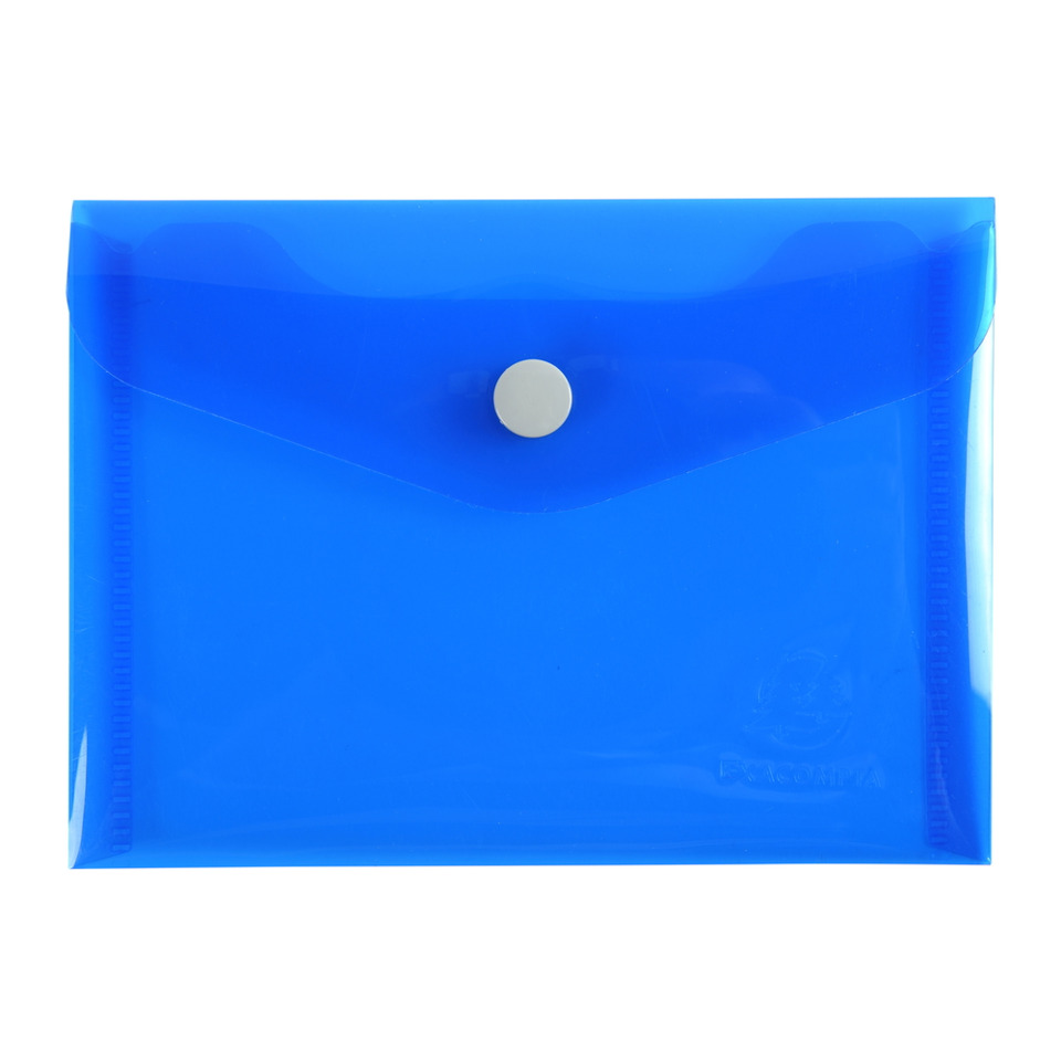 blauer Umschlag, Kartenhülle, Plastiktüte, Druckknopf, Brieftasche
