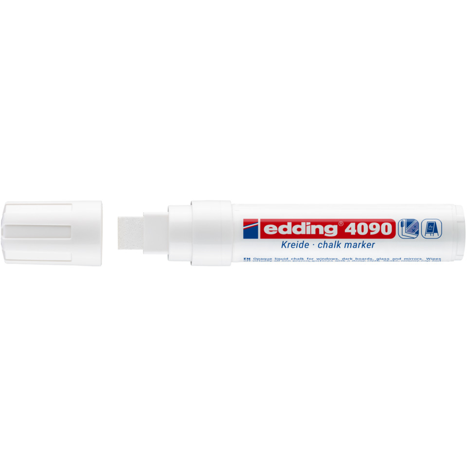 Chalk marker, Kreidemarker, Edding 4090, Weiß, Klarer Schaft