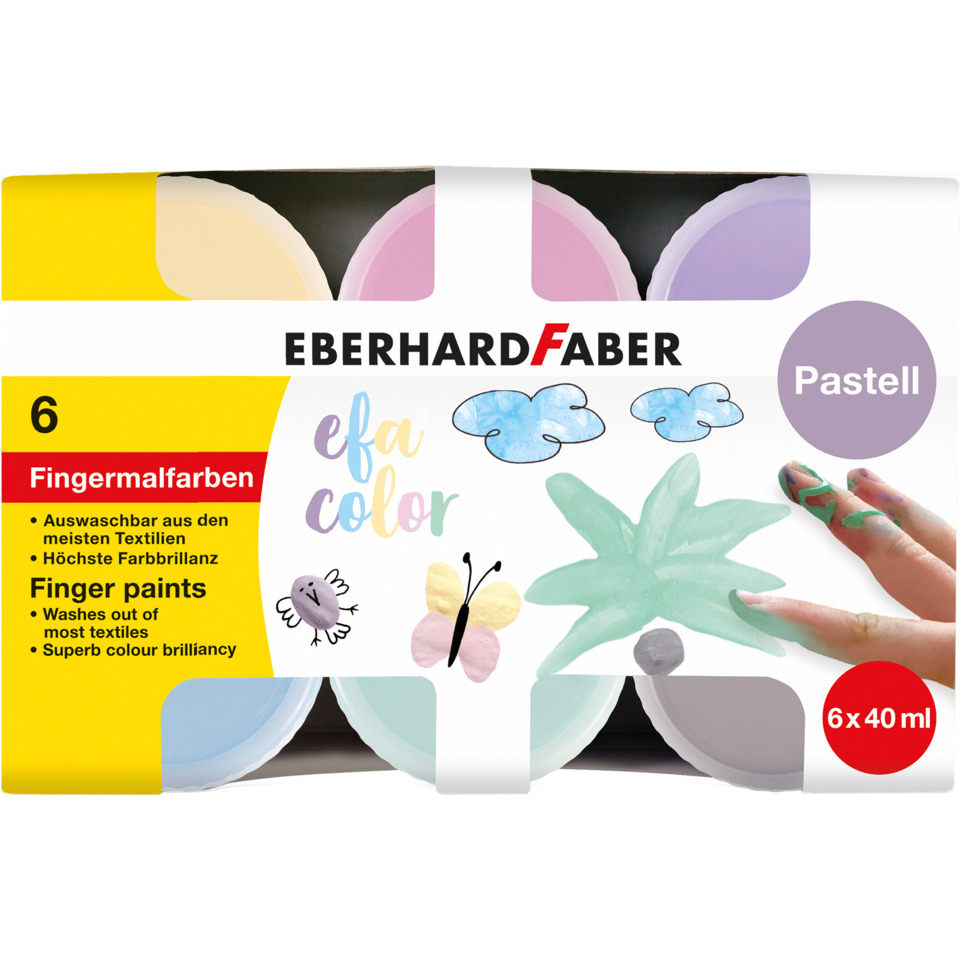 Fingerfarben, Acrylfarben, Pastellfarben, 6erSet, Kindermalfarben