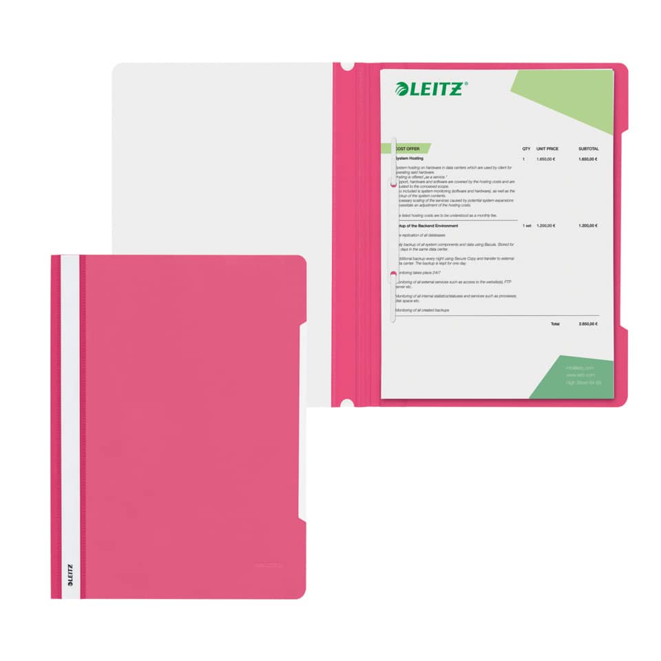 A4-Ordner, Ringbuch, Klammerbezug, Pink, Dokumentenmappe