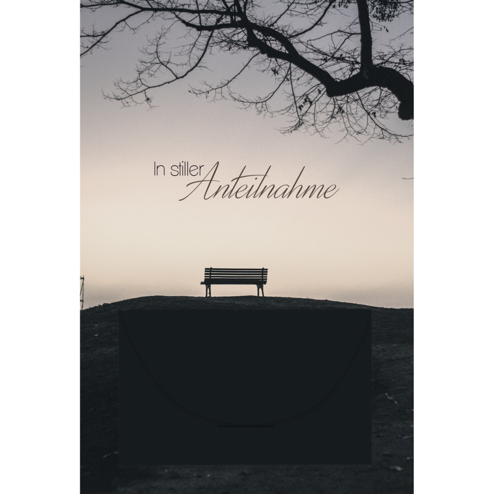 Grußkarte, Anteilnahme, Schwarz-Weiß, Parkbank, Schwarz