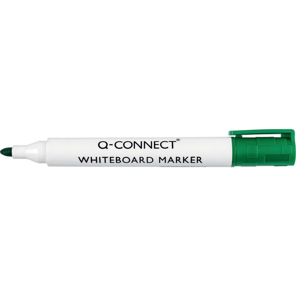 Whiteboard-Marker, grüner Deckel, Doppelspitze, Markerstift, Q-CONNECT