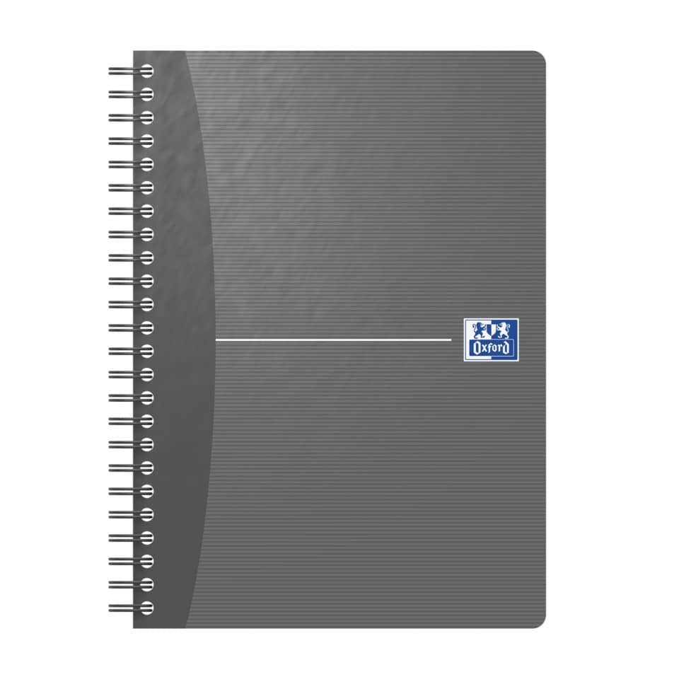 notebook, spiral-bound, ruled, gray cover, Oxford logo