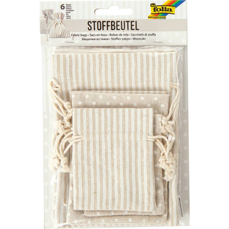 Stofftasche, Stoffbeutel, Streifen, Beutel-Set, Kordelzug