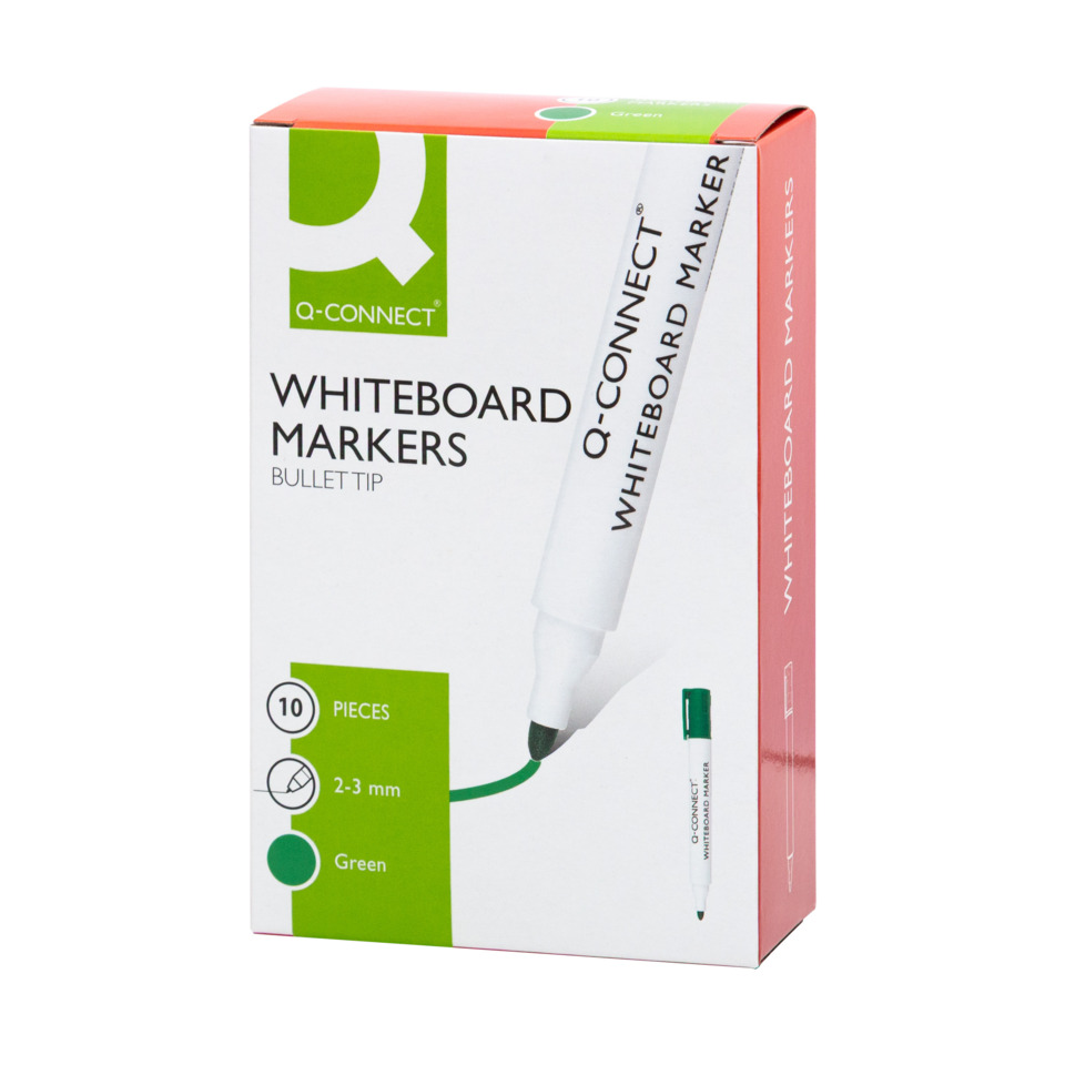 Whiteboard markers, Bullet tip, Green, 10 pieces, 2-3 mm