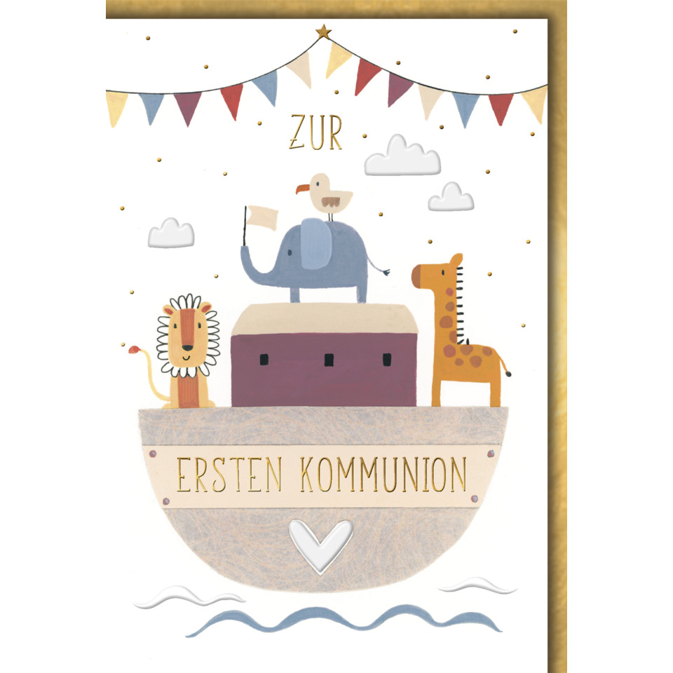 Erste Kommunion, Wandkarte, Motivtiere, Elefant, Giraffe