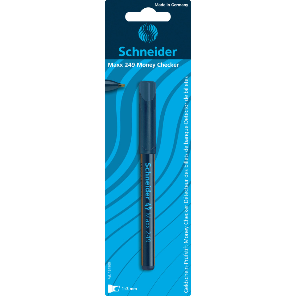 Geldschein-Detektor, Stift, Schneider Maxx 249, Blauer Stift, Bargelddetektor
