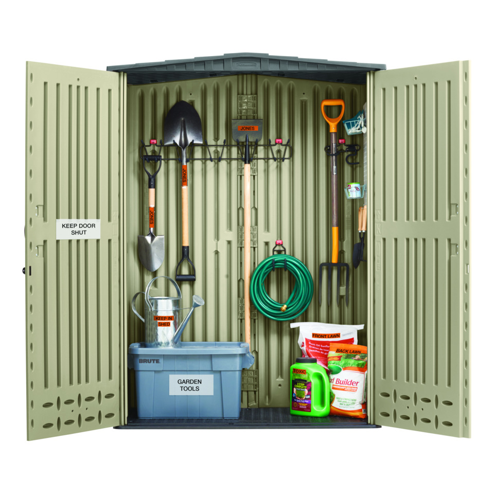Gartenwerkzeug, Schaufel, Schlauch, Harke, Gartenbox, gartenwerkzeuge, Schaufel, Rechen, Wasser Schlauch, Werkzeugbehälter