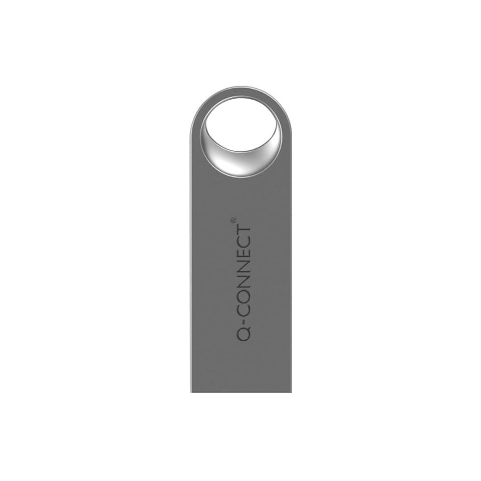 USB-Stick, Q-Connect, Schwarz, Metallisch, Ring-Öffnung