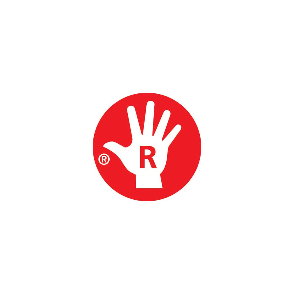 hand, Logo, rote Kreis, weiße Hand, eingetragene Marke