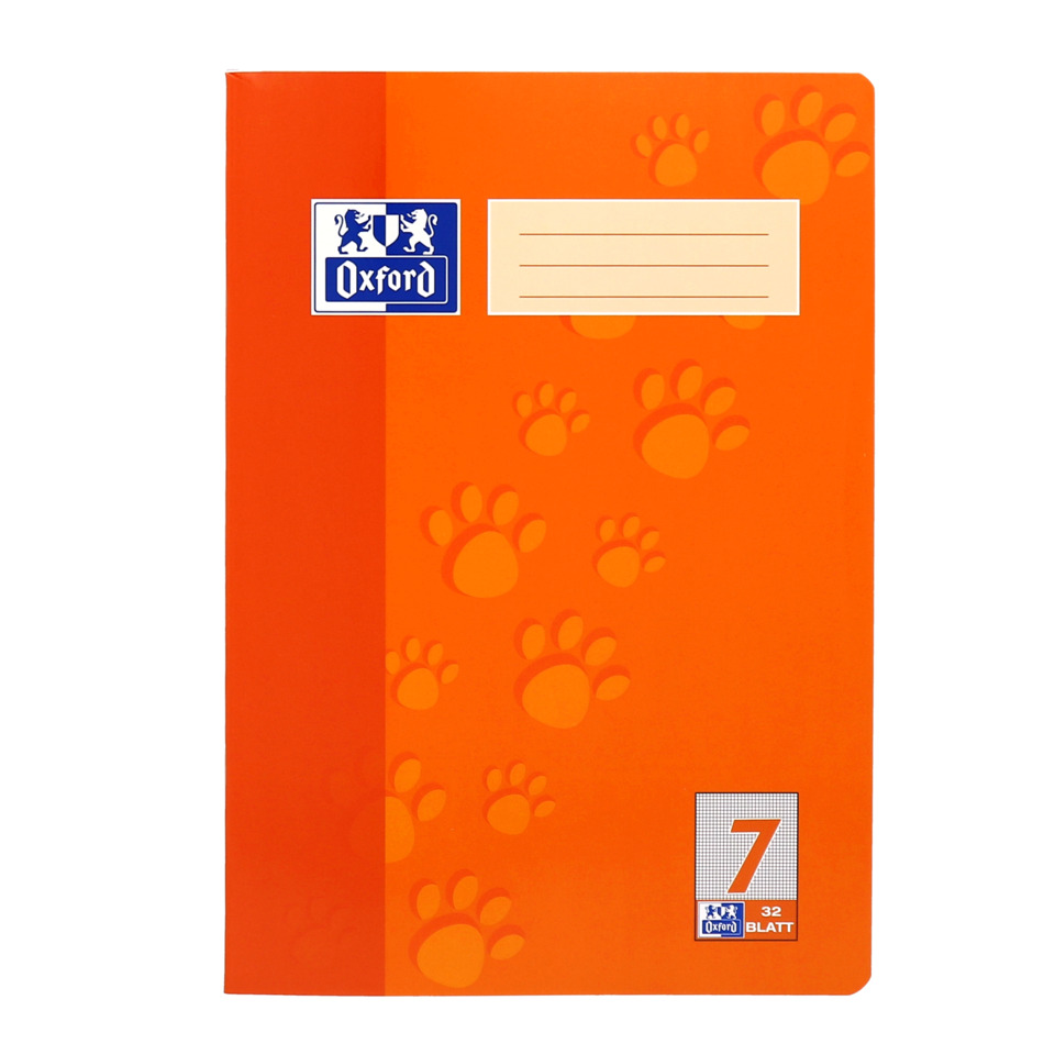 Notizblock, Notizbuch, Orangene Farbe, Paw-Muster, Oxford Markenlos