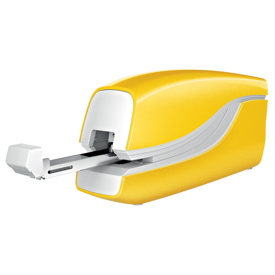 stapler, gelb,  Schreibtischzubehör, Metallführung, Spender