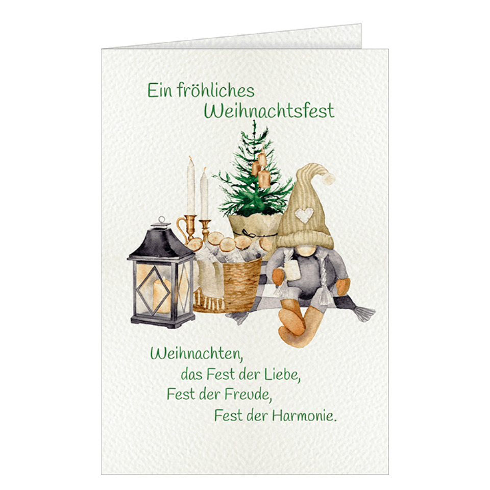 Weihnachtskarte, Christbaumdeko, Lampe, Gnom, Karte