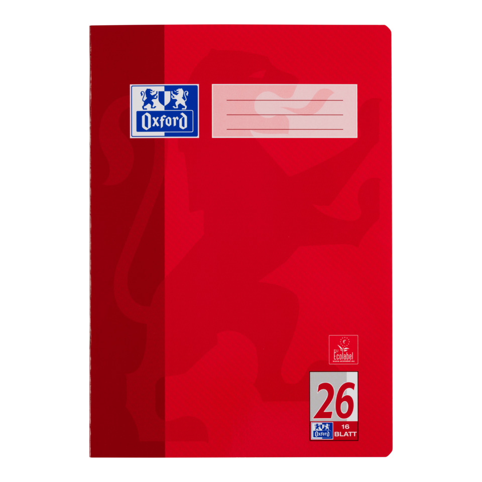 Heft, A4, 90g/m², 16 Blatt, Lin.26, kariert mit Rand, rot OXFORD 100050312