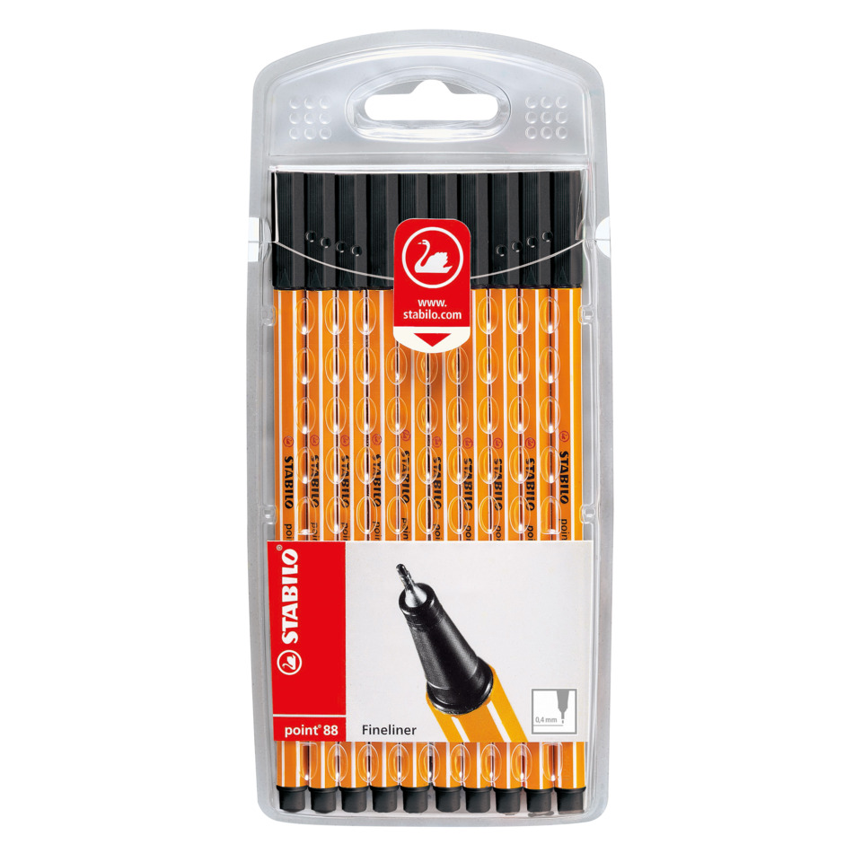 Bleistiftspitzer, Fineliner, Stabilo, Set, Schwarz/Orange