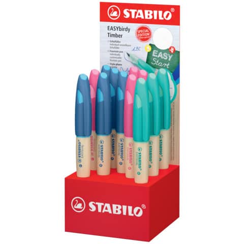 Display Füllhalter EASYbirdy Timber, Rechts/Links, sortiert STABILO 5010/12-9